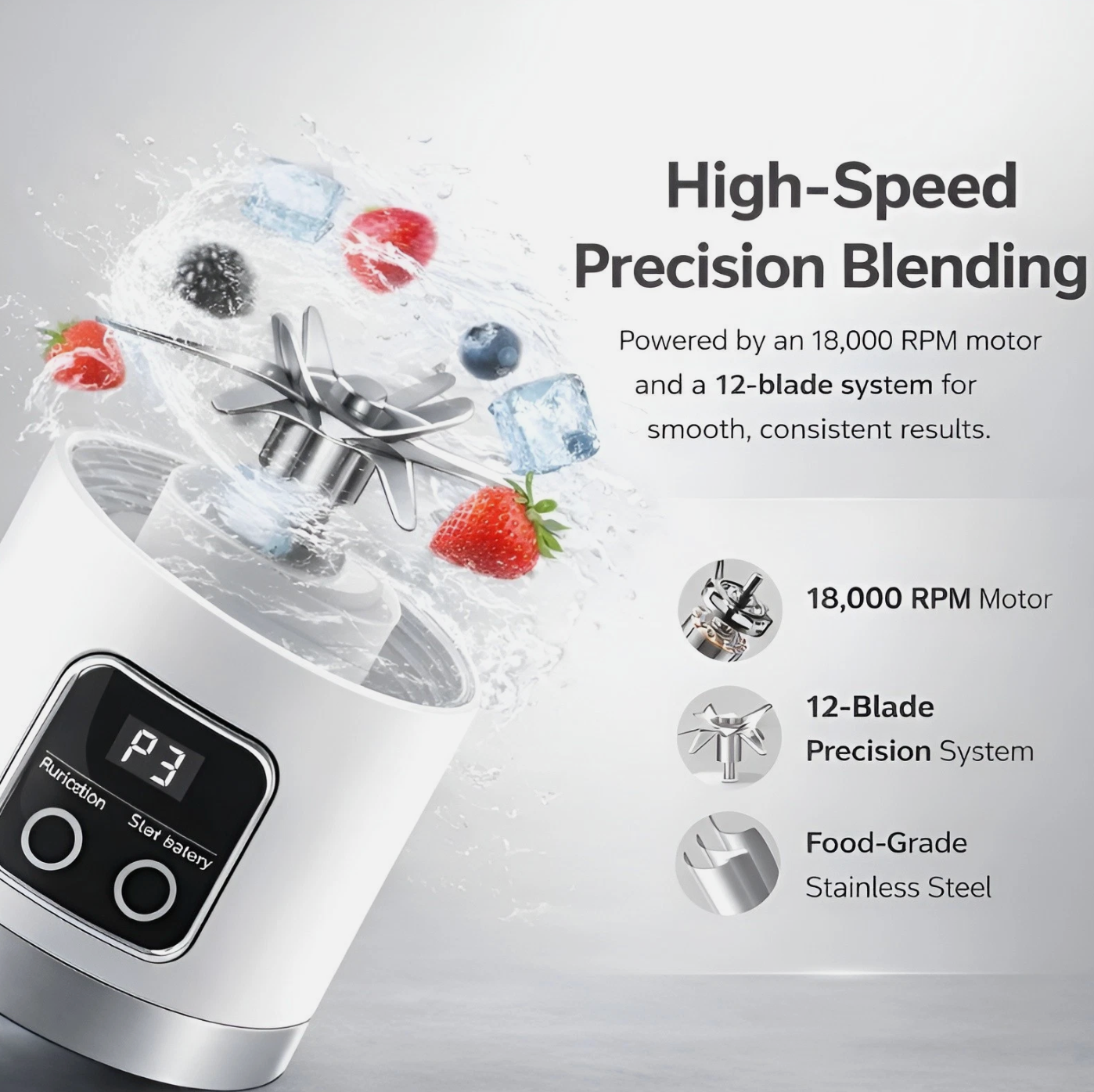 Taşınabilir Meyve Sıkacağı ve Blender - Şarj Edilebilir Smoothie ve Shake Hazırlayıcı Seyahat Bardağı